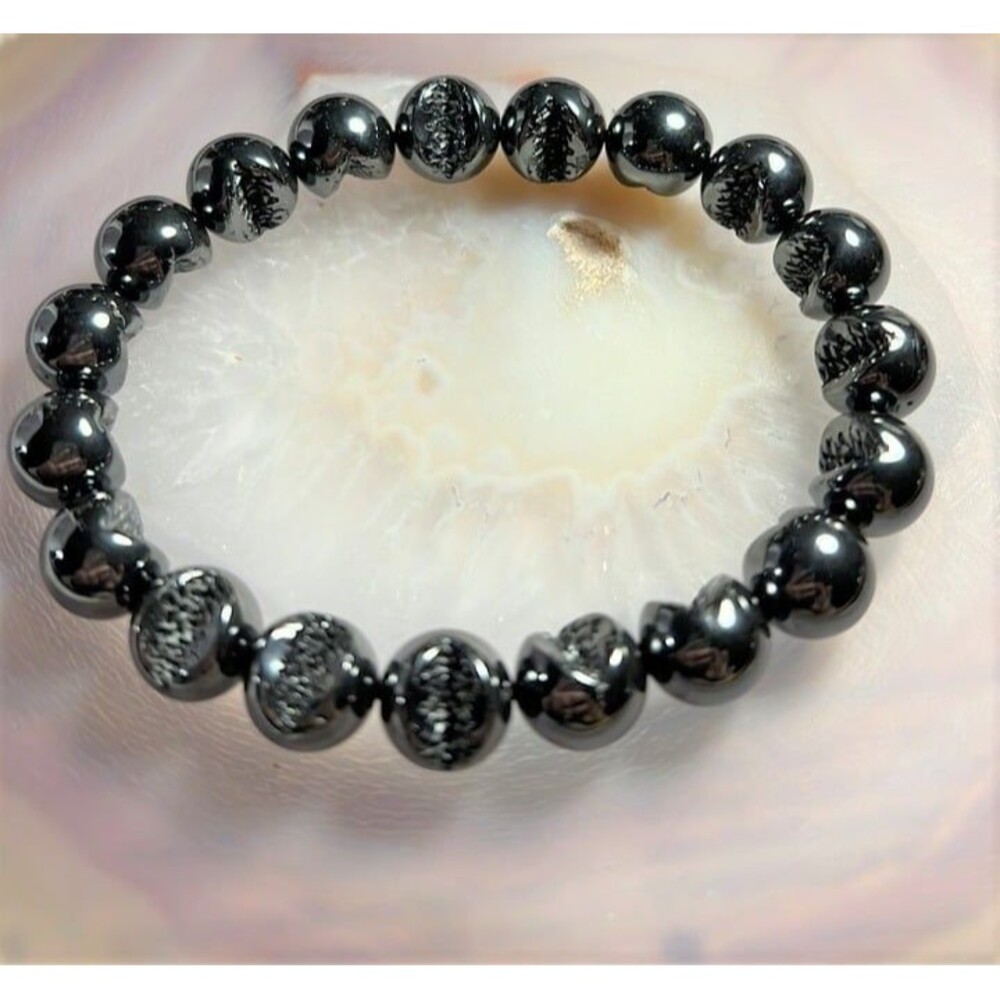 Hematite Beaded Bracelet with Druzy - 10mm